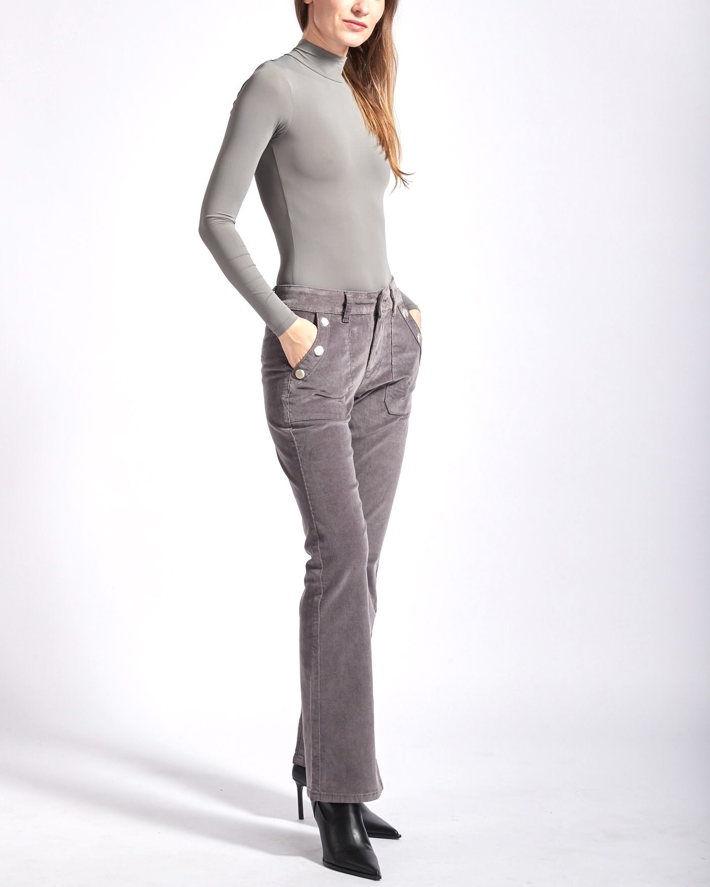 TOXIK VELOUR BOUTONS GRIS