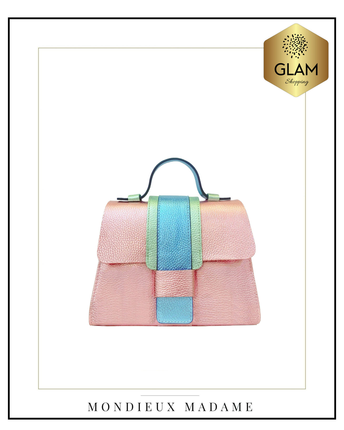 MM SAC CLAUDIA METAL ROSE/TURQUOISE STOCK