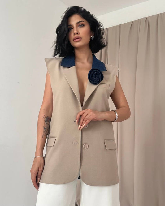 Gilet Flora Beige/Jeans