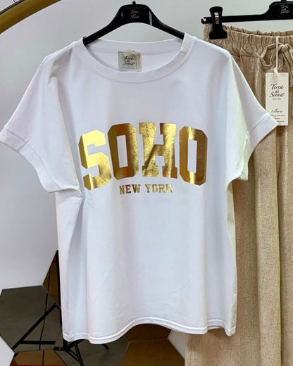 T-Shirt Soho Blanc/Gold