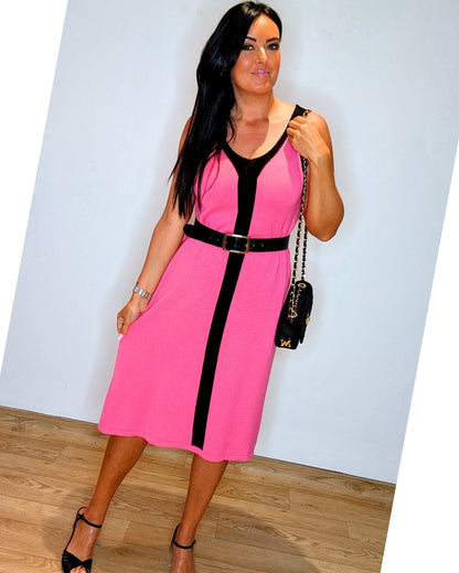 Robe Selma Fushia/Noir TU