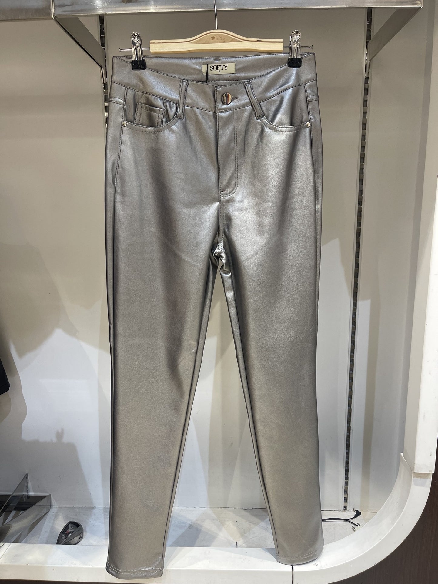 PANTALON SIMILI SLIM SILVER