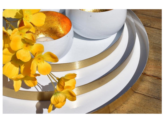Oriental Metal Serving Trays White