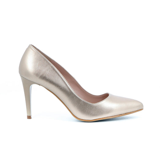 GIULIA ESCARPIN 8CM VITELO DORE LIGHT GOLD