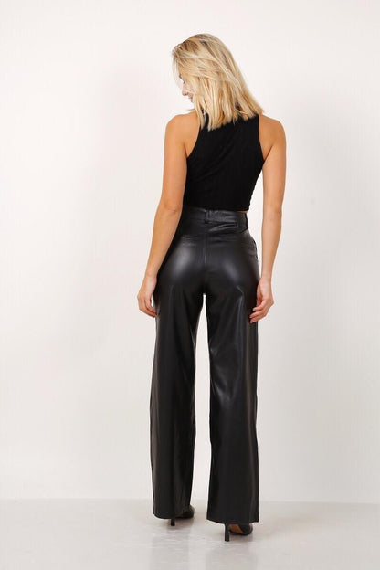 Pantalon Simili Large Noir