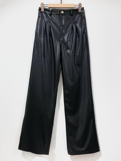 Pantalon Simili Large Noir