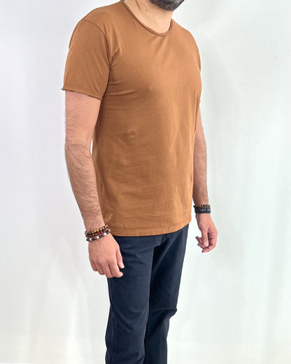 MEN T-shirt Basic Coton Camel