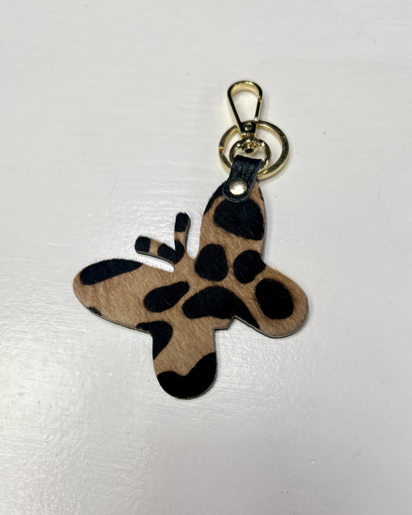 Butterfly Leo Leather Keychain