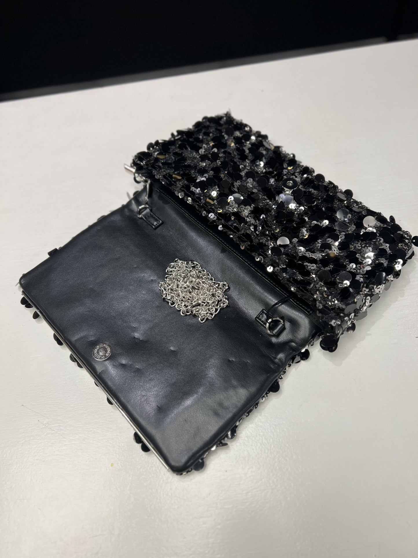 Pochette Sequins Noir/Silver