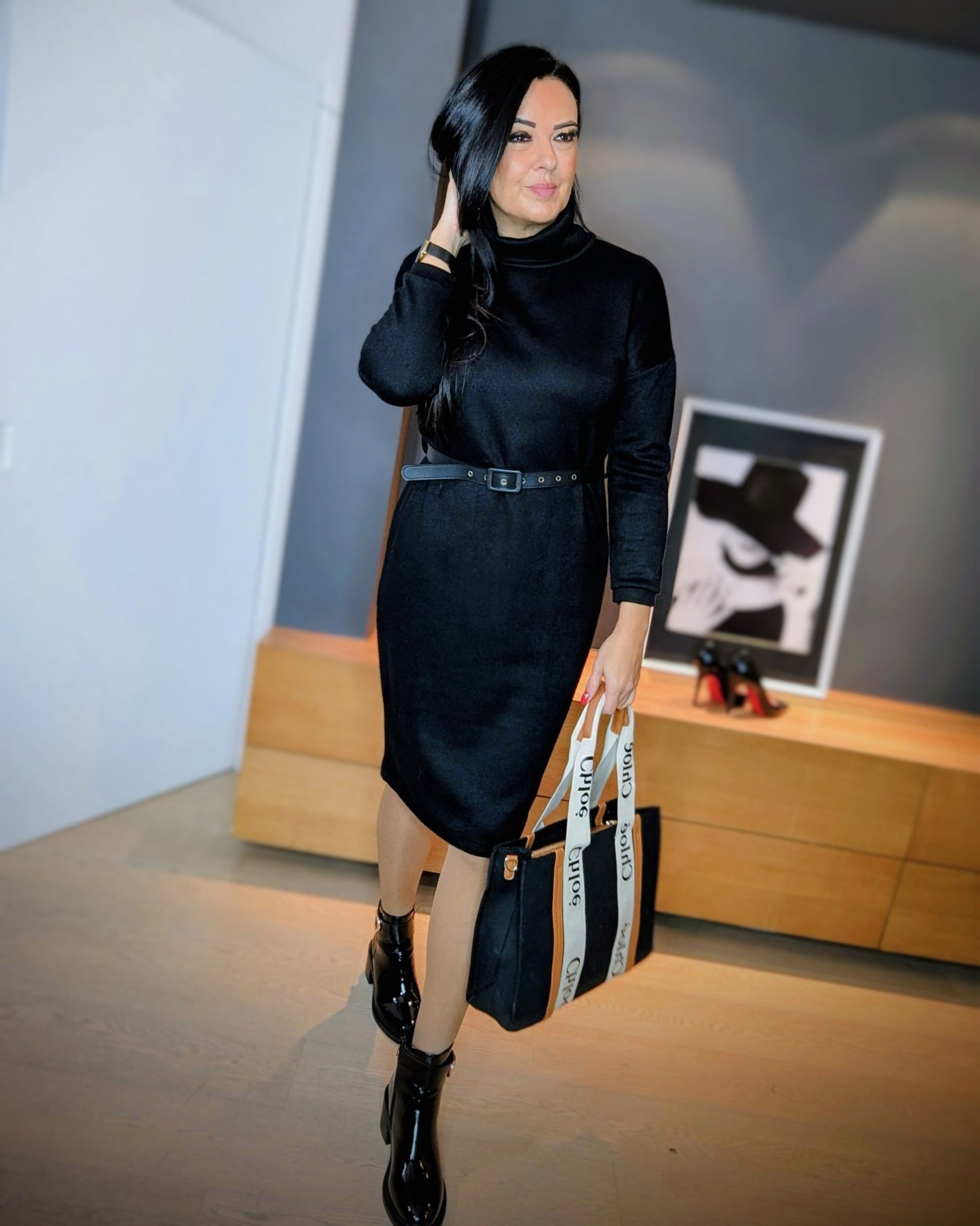 Leyla Black Sweater Dress OS